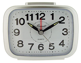Bonett TB208 H:8,5cm B:11,5cm Glidende sek. viser, Lys, KLOKKE/BIB