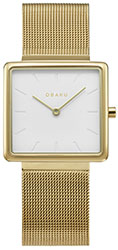 Obaku V236LXGIMG KVADRAT-GOLD 4,9mm Safirglas Ø28x28mm